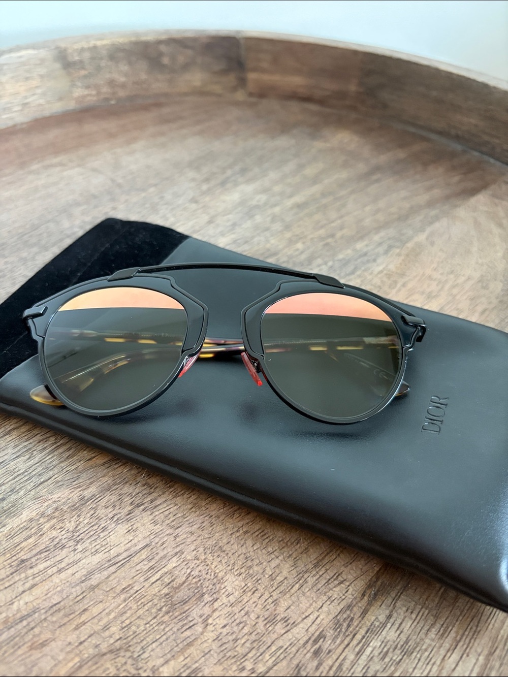 Christian Dior So Real Black Tortoise Rose Gold Mirrored Sunglasses